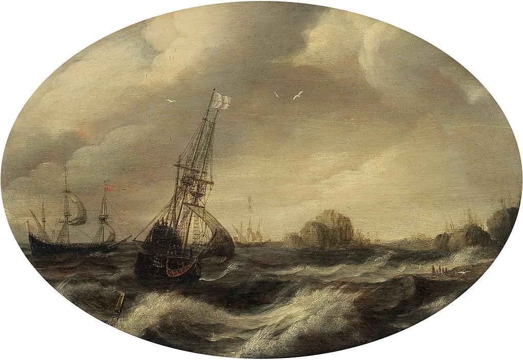 Spedizione in una tempesta al largo di una costa rocciosa